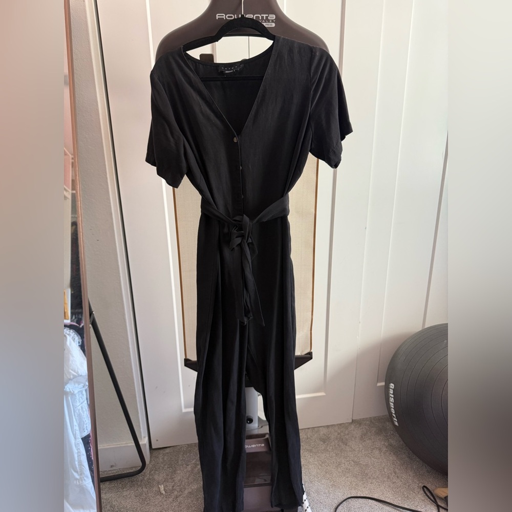 HATCH Black Button-Front Maternity Jumpsuit (Sz 2)